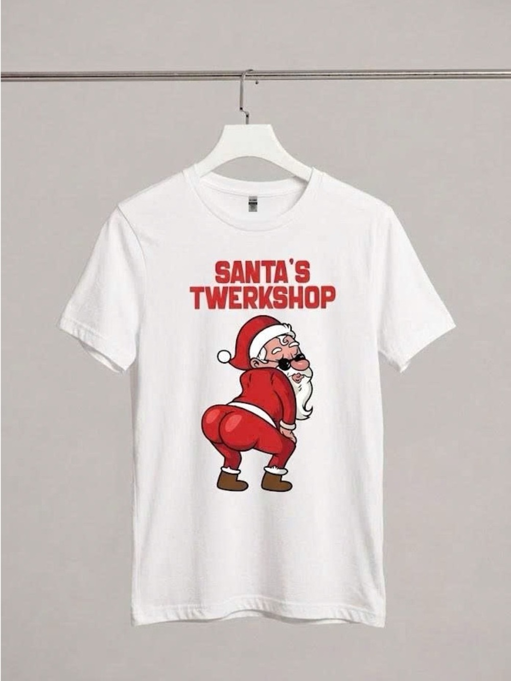 Funny Santa's Twerkshop Graphic Tee Twerking Santa Claus Christmas Party T-Shirt